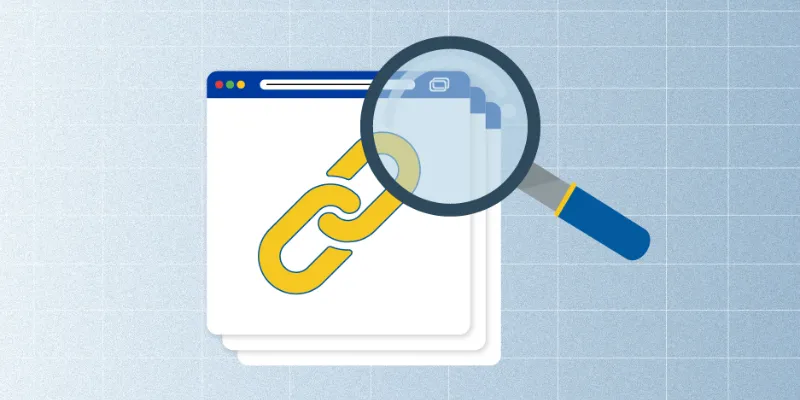 A magnifier zooming in on a backlink